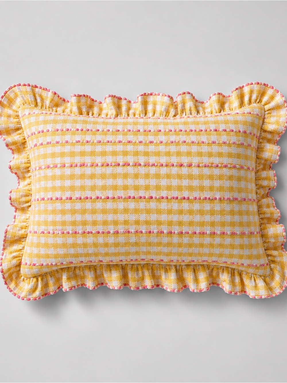 HEATHER TAYLOR HOME x THE COMPANY STORE Soho Plaid Ruffle King Sham Yellow $58